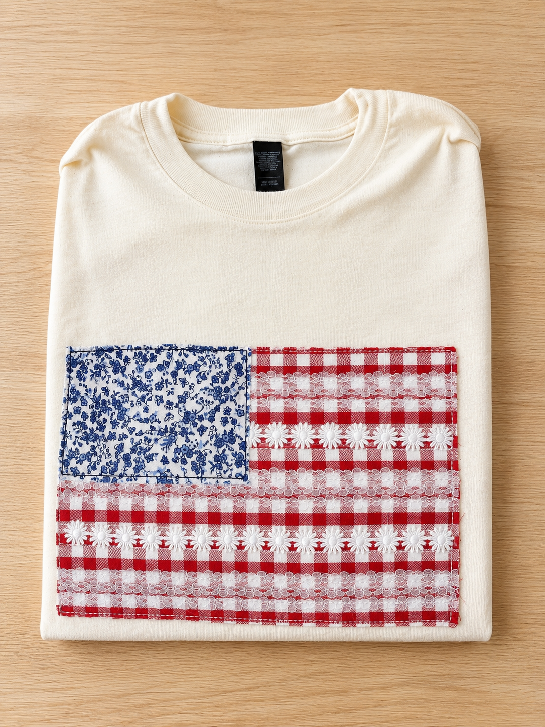 Embroidered Quilted Flag Tee