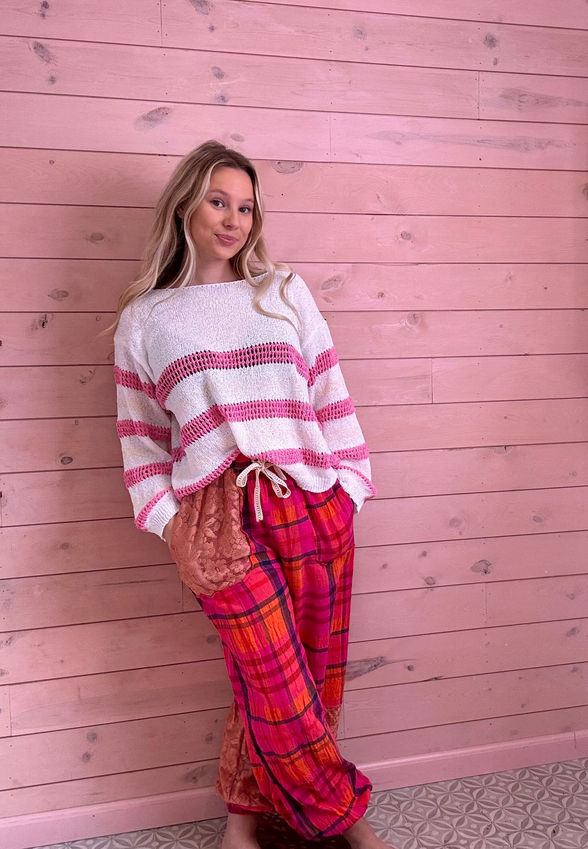 POL Pink Striped Sweater