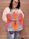 Pink, Orange & Slate Aztec Backpack