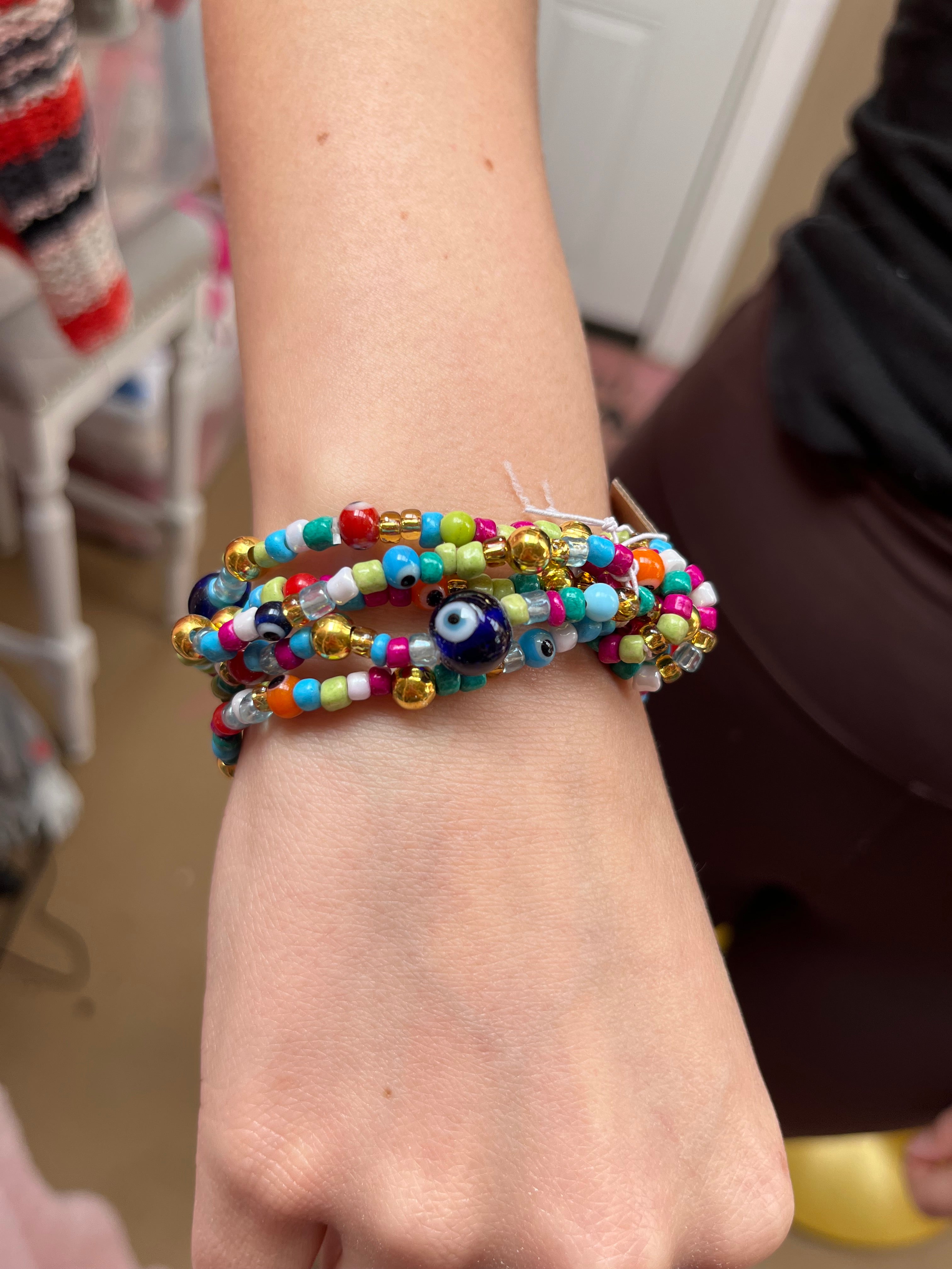 Look Around Eye Bead Stretch Bracelet
