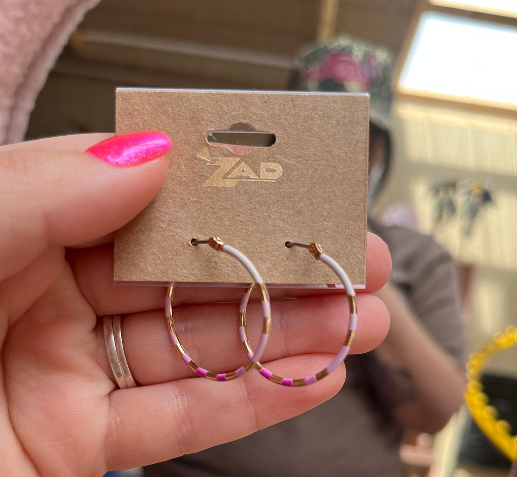 Pink Ombré & Gold Hoop Earrings