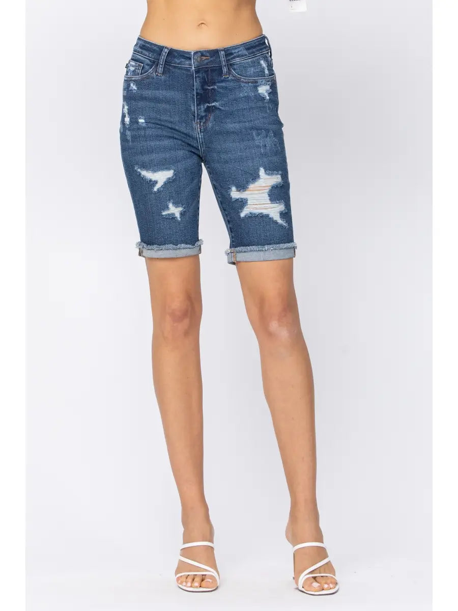 Judy Blue Destroyed Bermudas