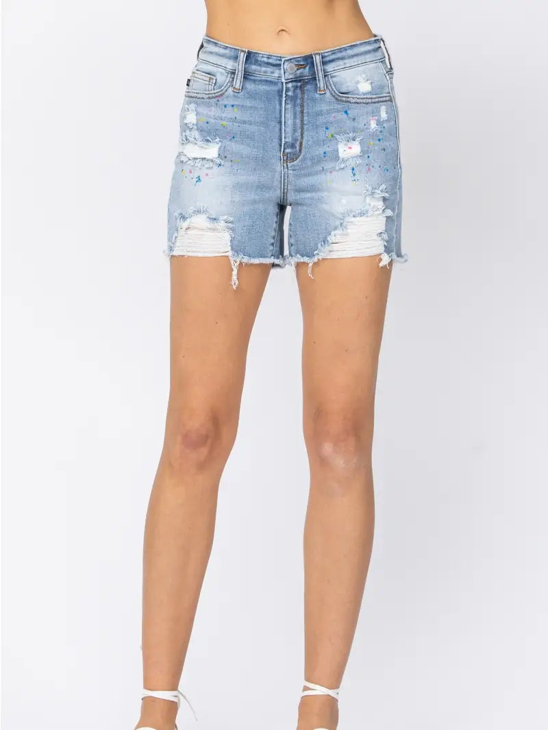Judy Blue Paint Splatter Shorts