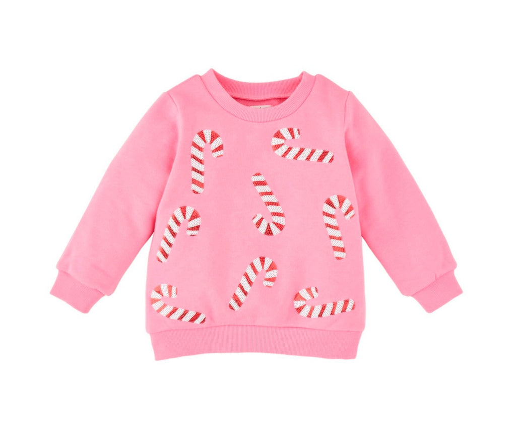 Toddler Girls Candy Cane Sequin Patch Sweatshirt