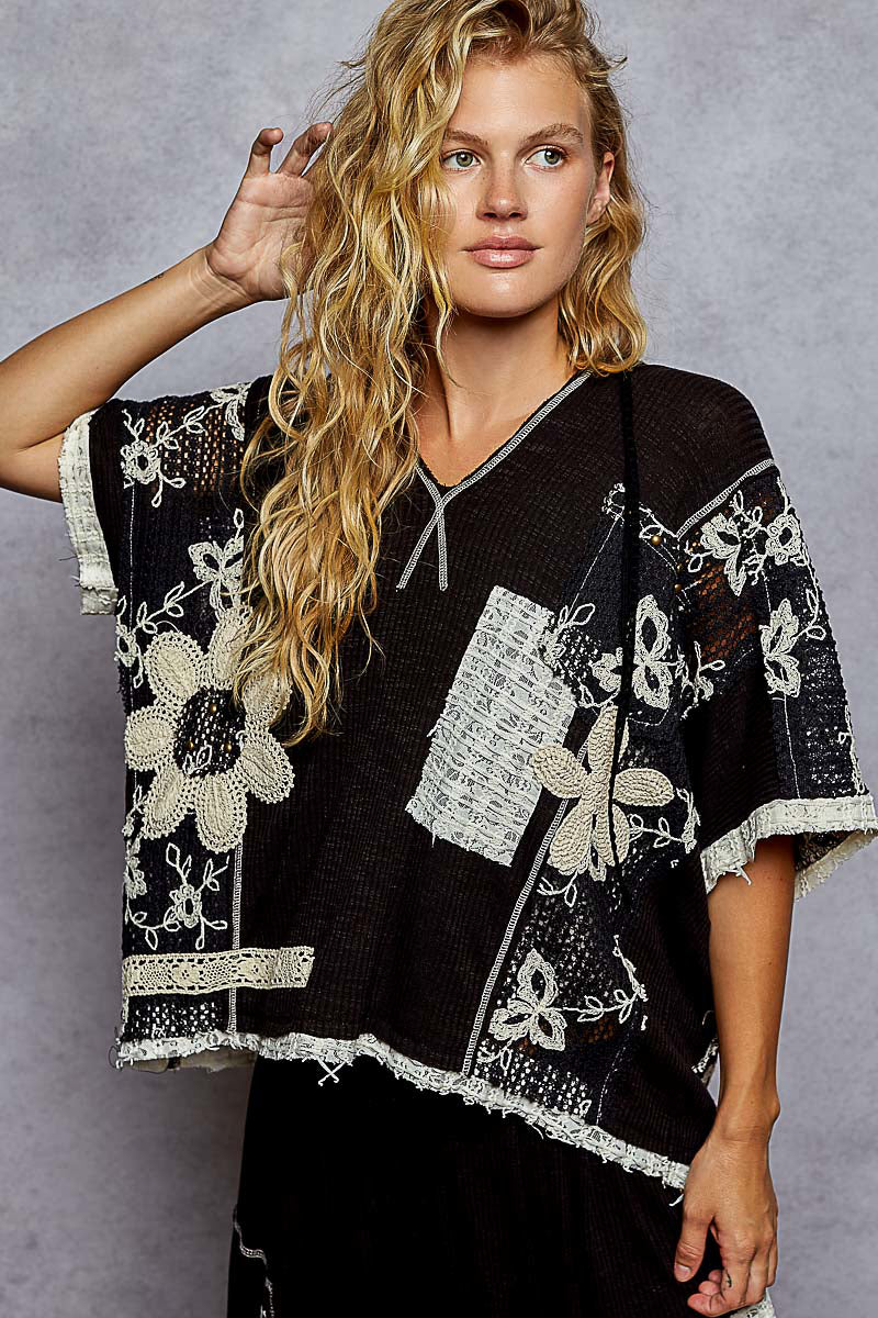 Crochet Patch Hooded Tee