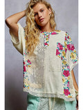 POL Floral Patch Button Up Top