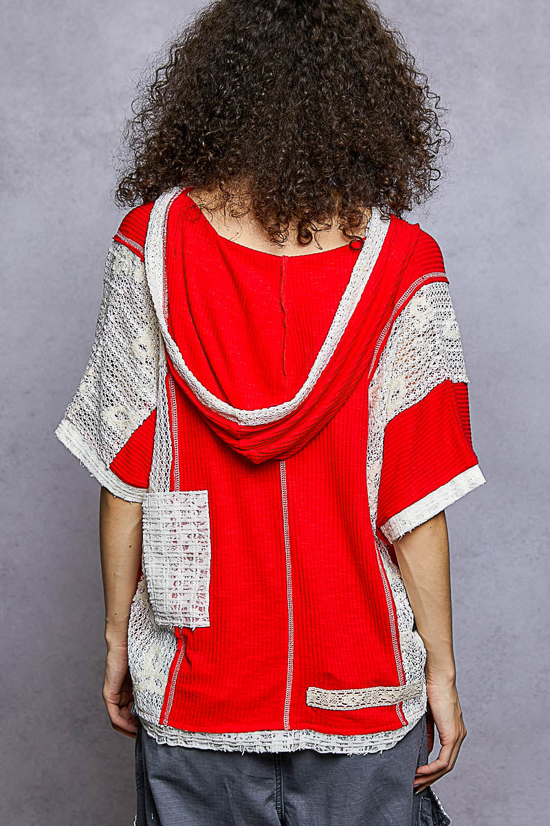 Crochet Patch Hooded Tee