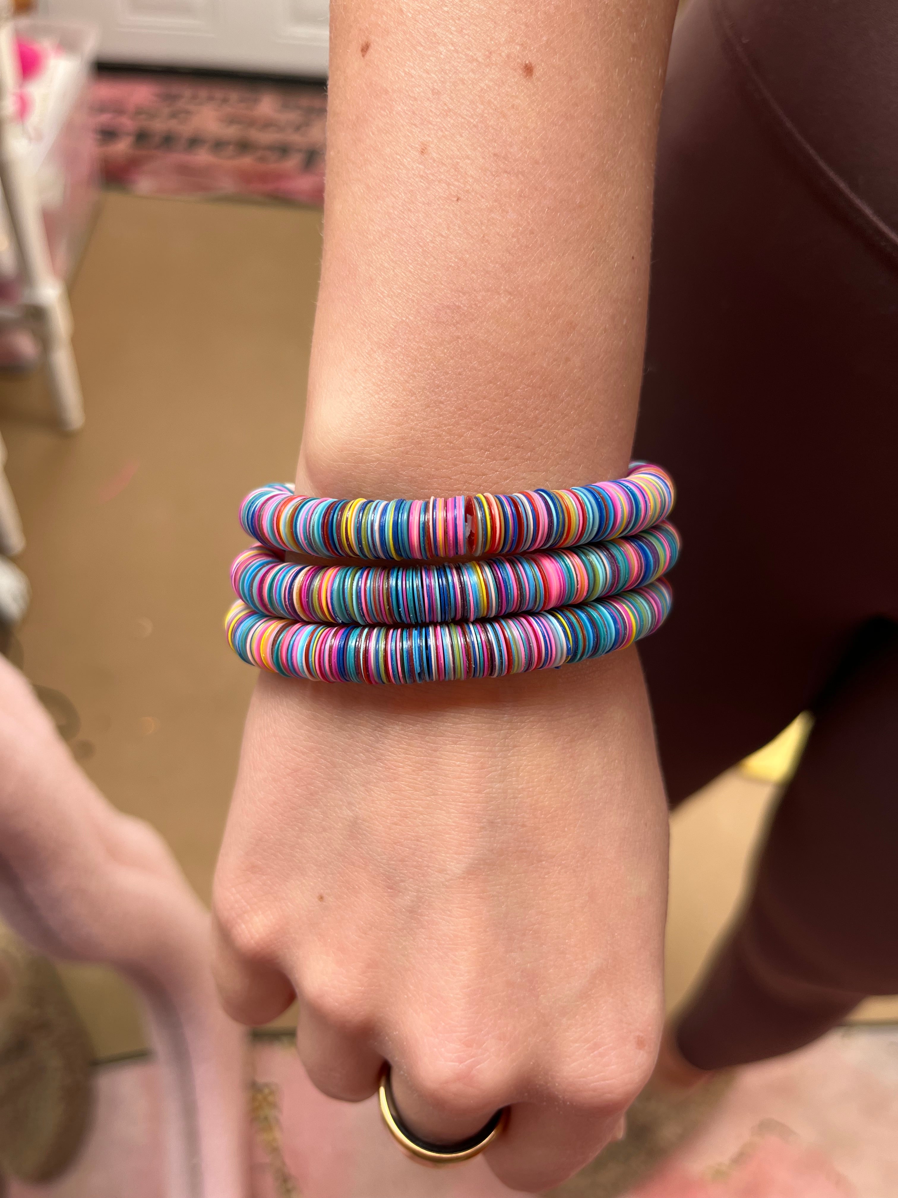 Multicolor Large Heishi Bracelet Set of 3