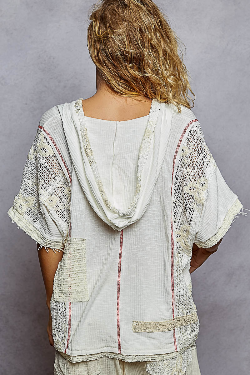 Crochet Patch Hooded Tee