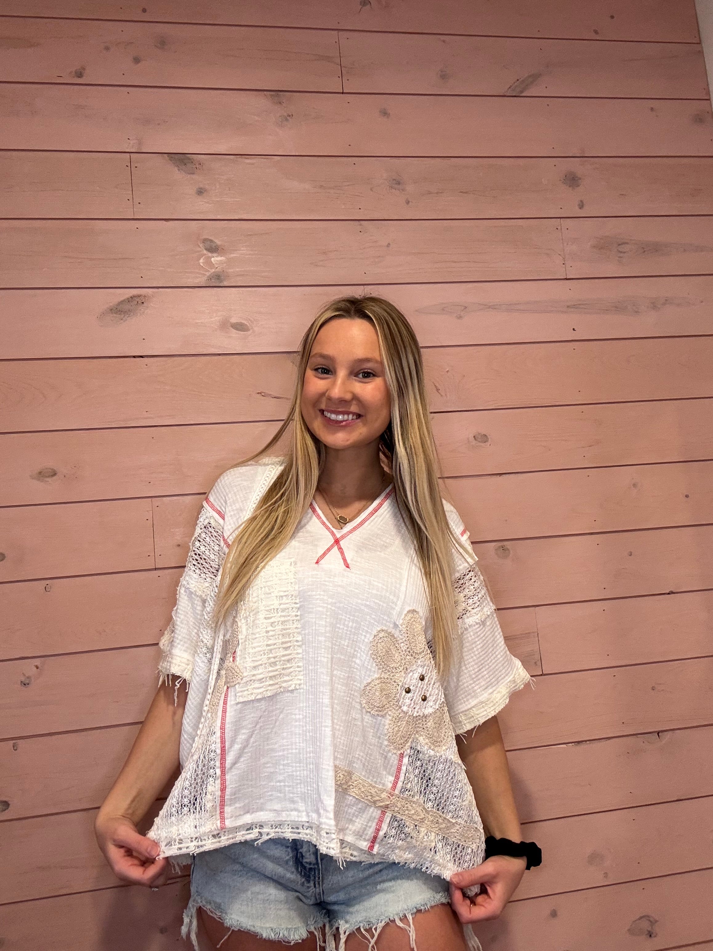 Crochet Patch Hooded Tee