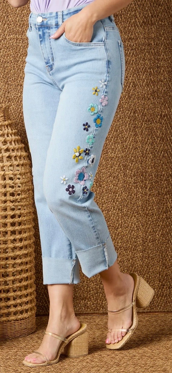 Coco and Carmen Ever Soft Floral Embroidered Jeans