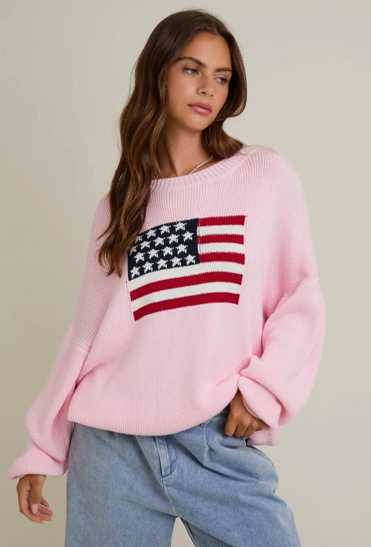 Oversized Pink Flag Sweater