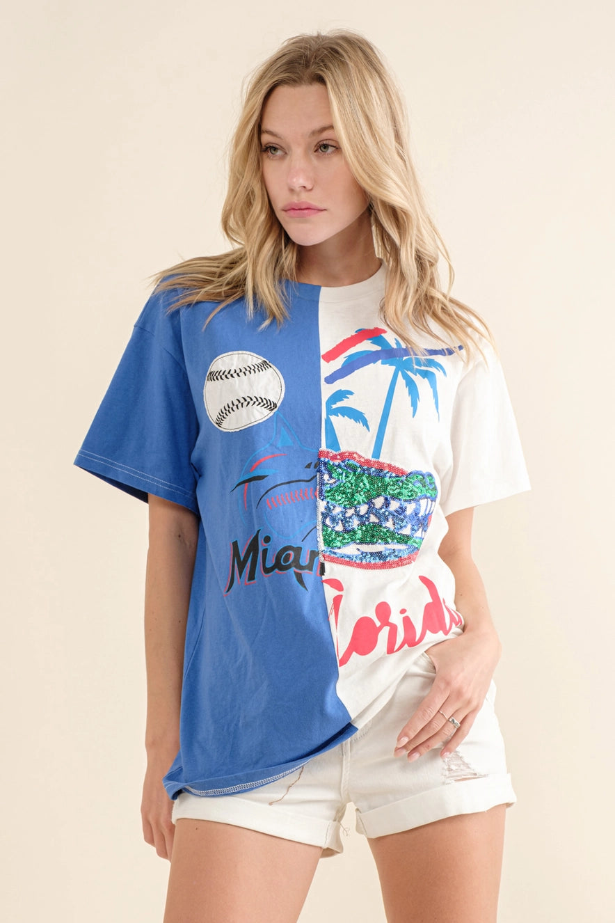 Florida Sequins Colorblock Tee