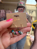 Multi Stone Hoop Earrings