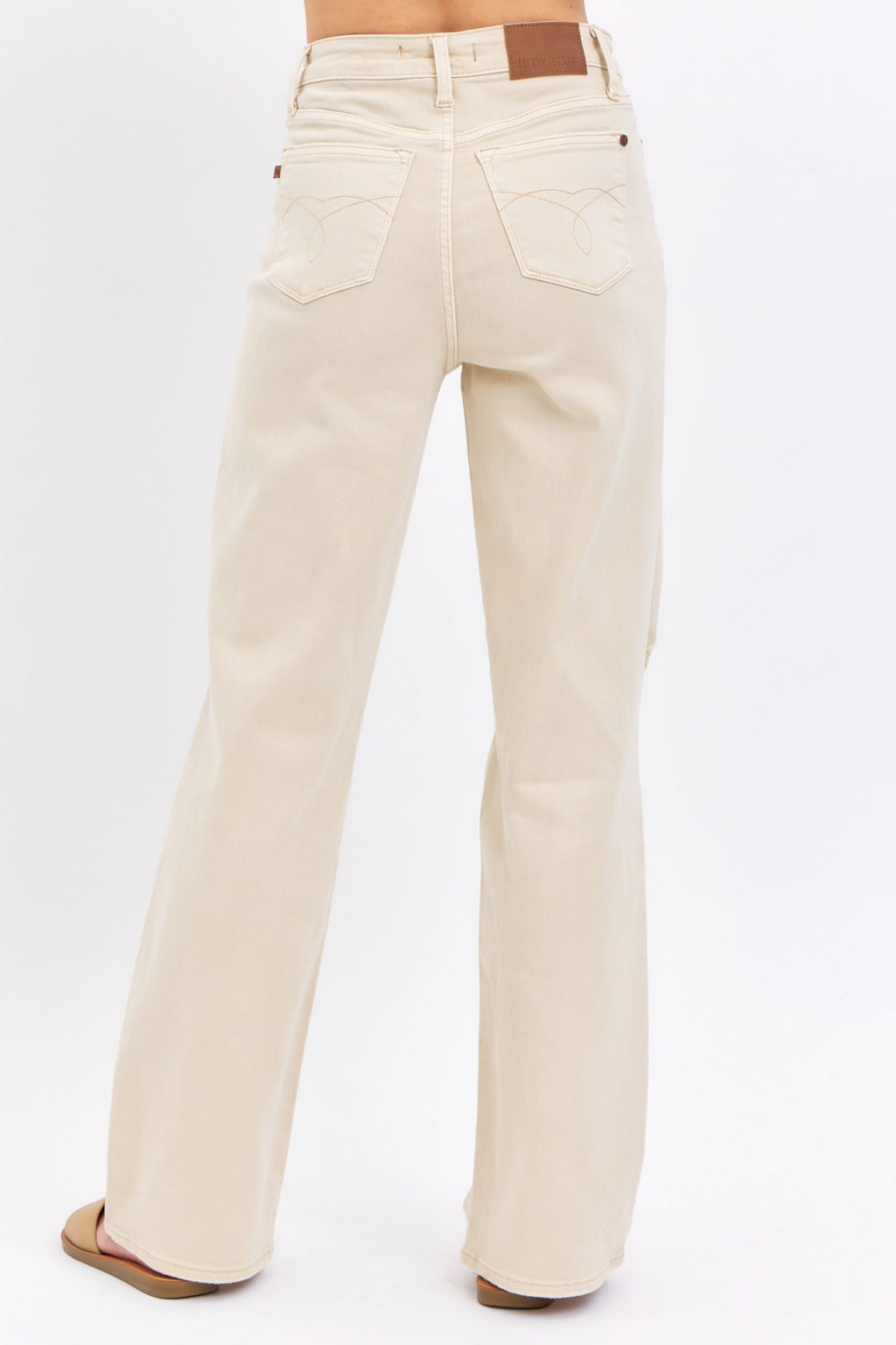 Judy Blue 90s Straight Destroyed Bone Denim