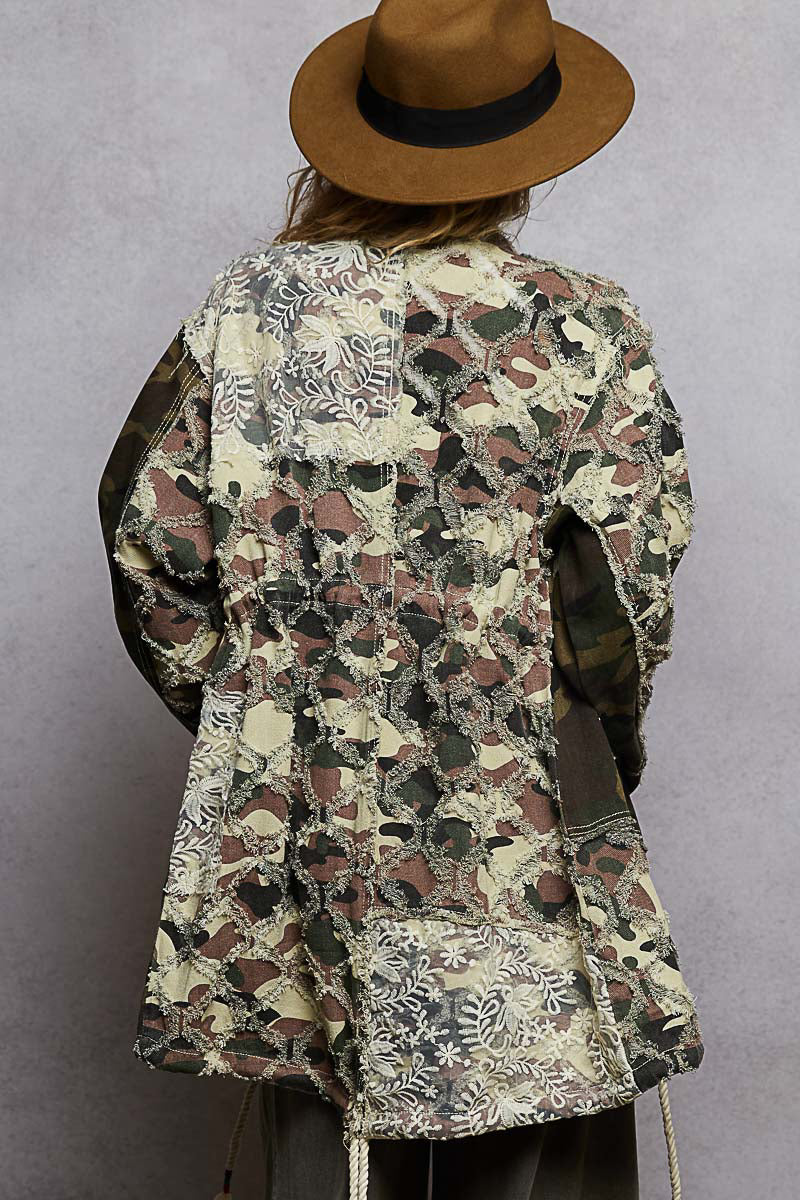 POL Camo & Lace Jacket