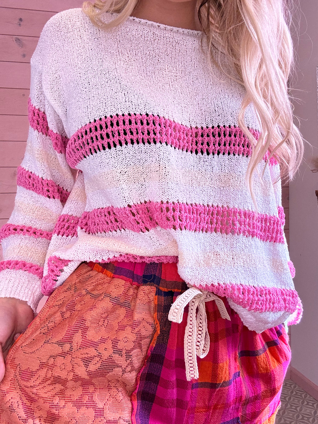 POL Pink Striped Sweater