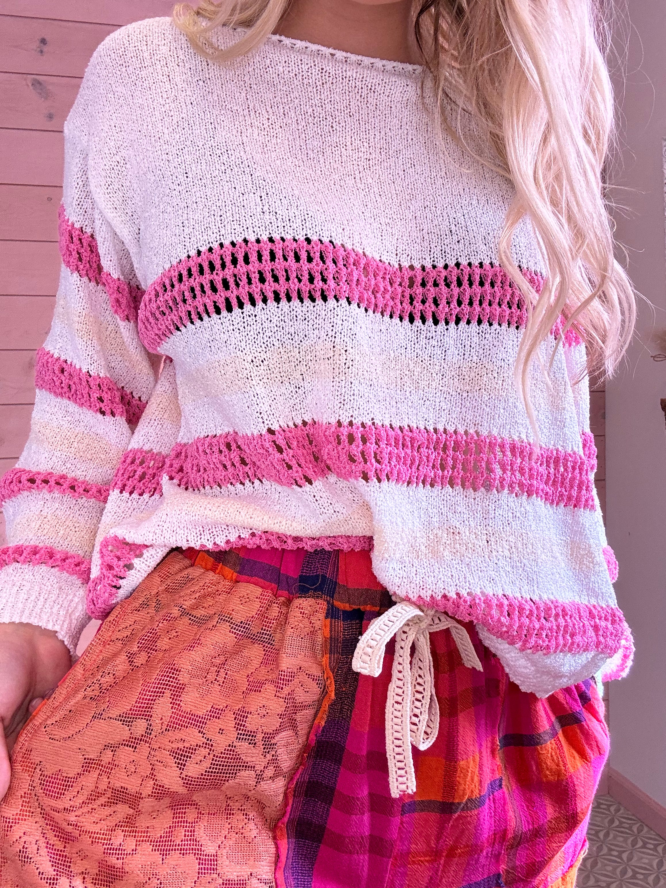 POL Pink Striped Sweater