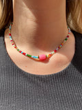 Multi Colored Barrel Bead Necklace