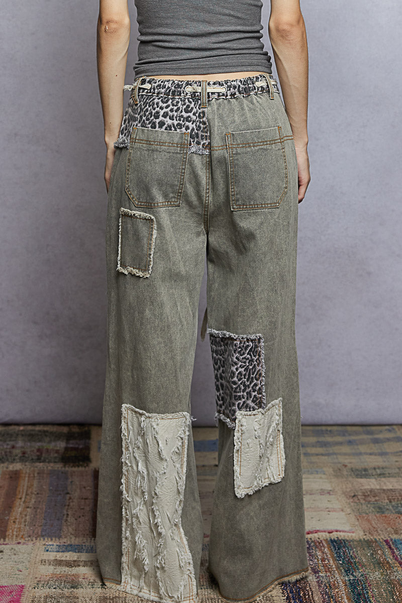POL Leopard Patch Jeans