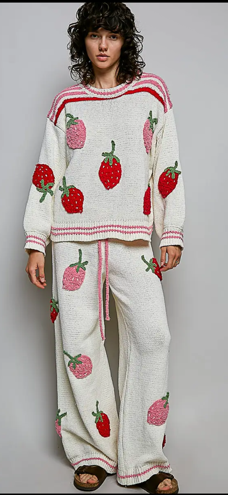 POL Strawberry Embroidered 3D Pants