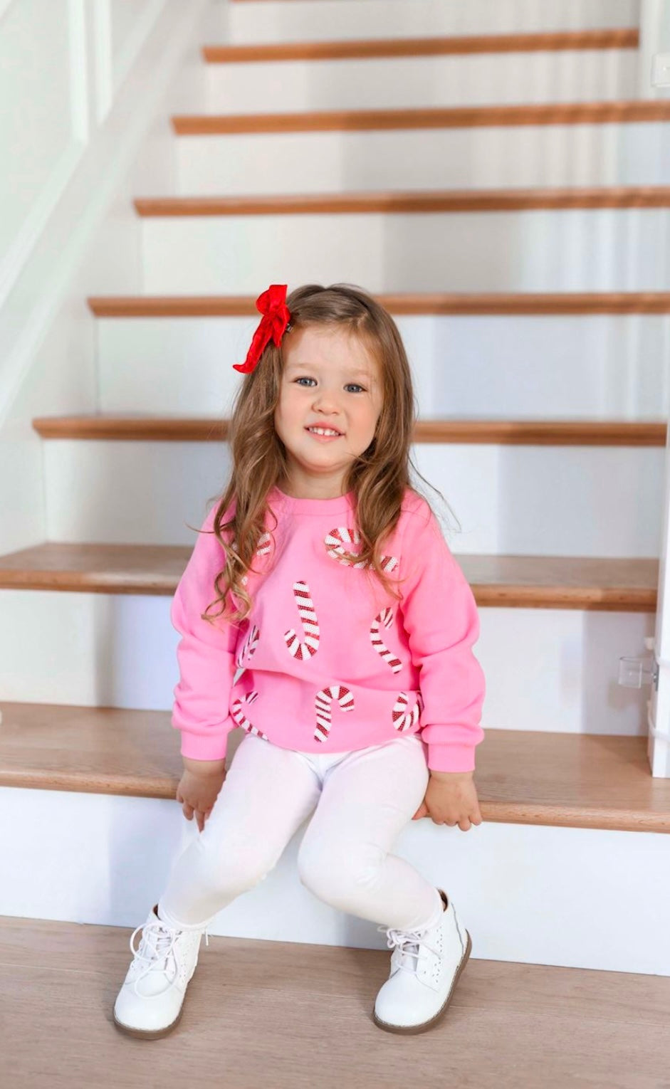 Toddler Girls Candy Cane Sequin Patch Sweatshirt