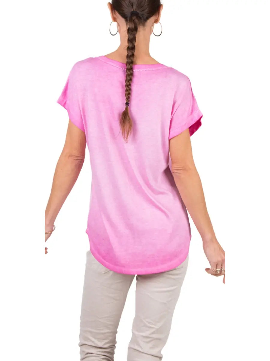 Two tone Foil V-Neck Top