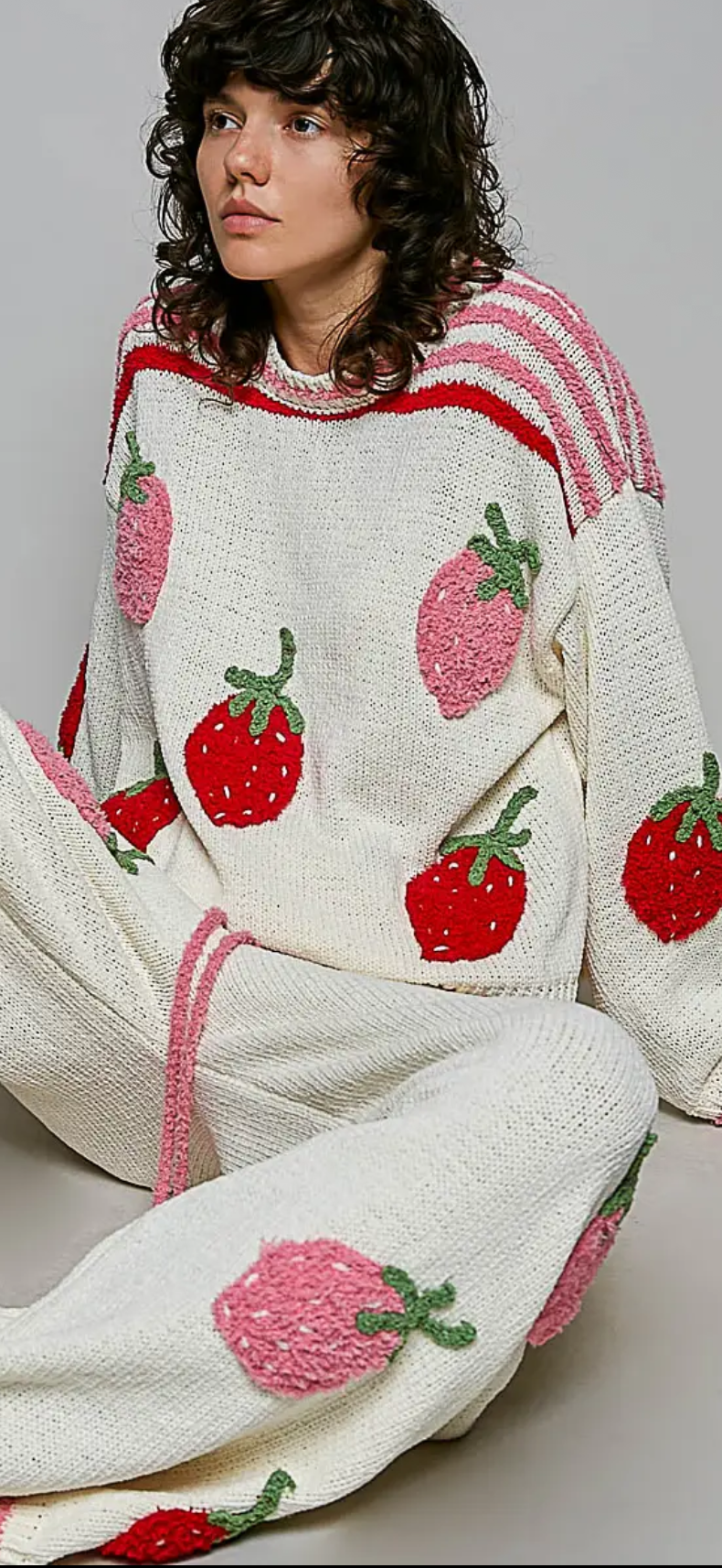 POL Strawberry Embroidered 3D Pants