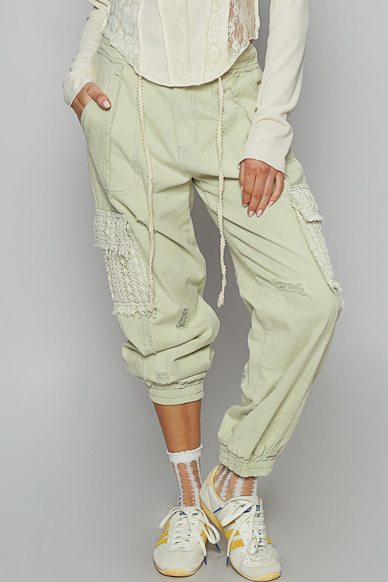 POL Crochet Pocket Denim Joggers
