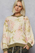 POL Knitted Hand-dyed Sweater w/Flowers