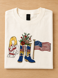 Embroidered Country Icons Tee