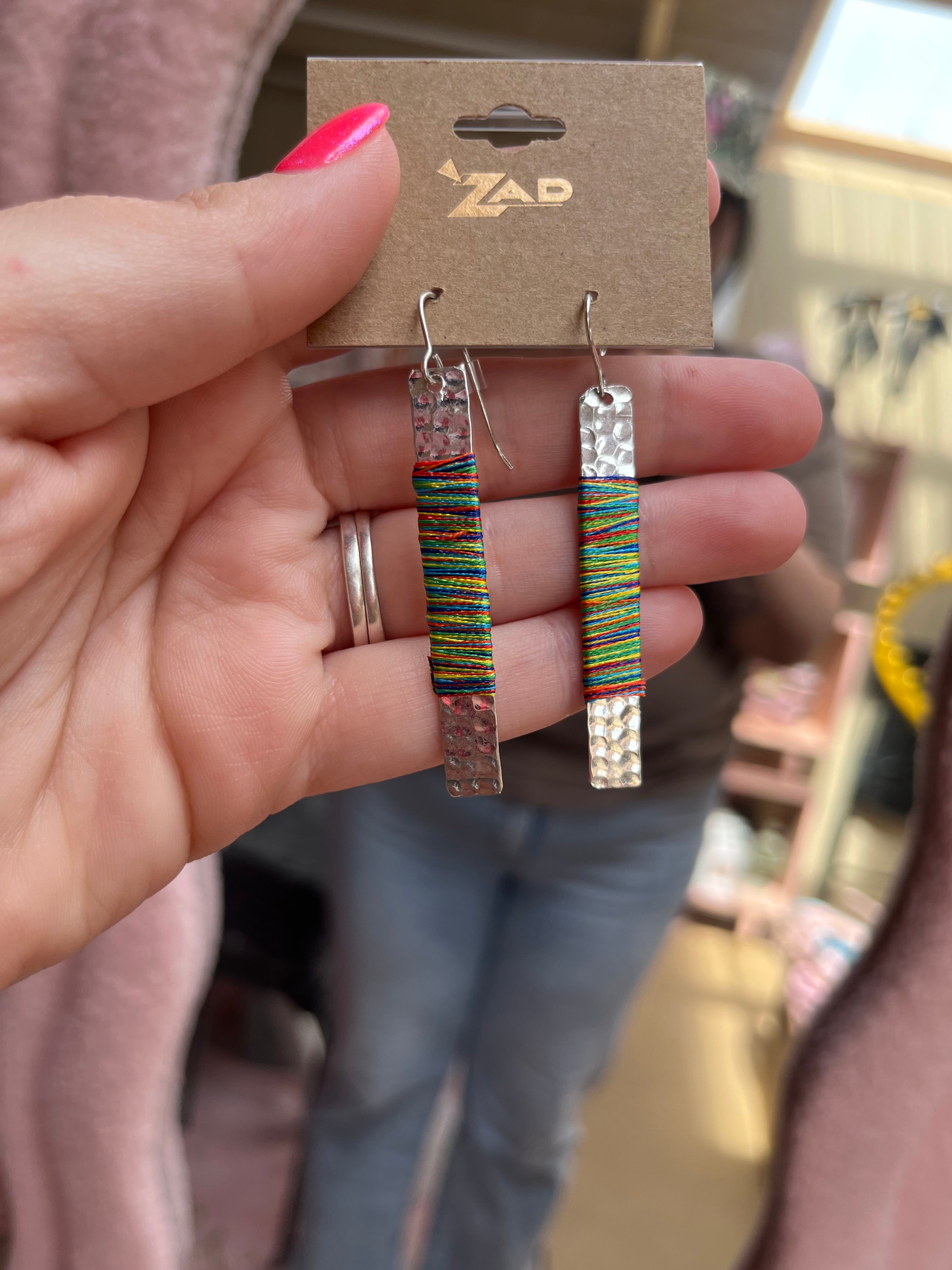 All Wrapped Up Silver Bar & Thread Earrings