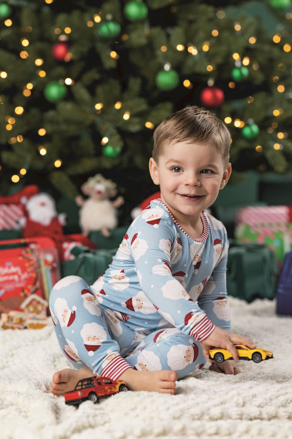 Blue Santa Glow 2-piece Bamboo Pajamas