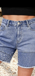 Mixed Patchwork Denim Shorts
