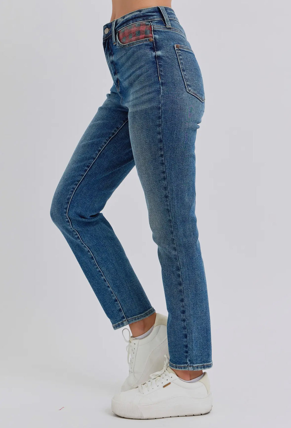 Judy Blue Slim Plaid Patch