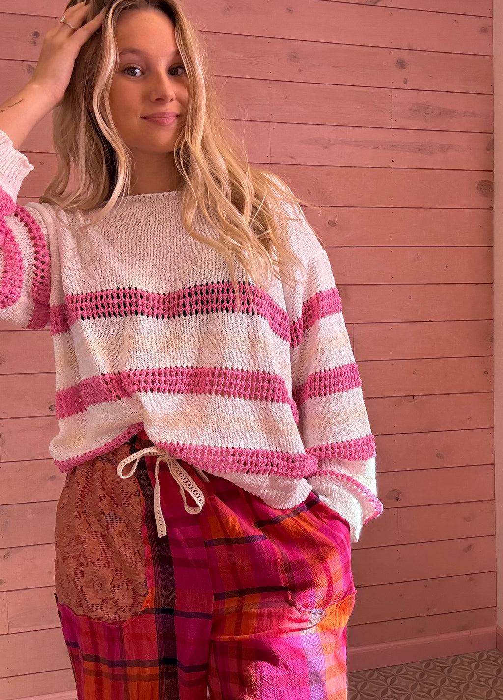 POL Pink Striped Sweater