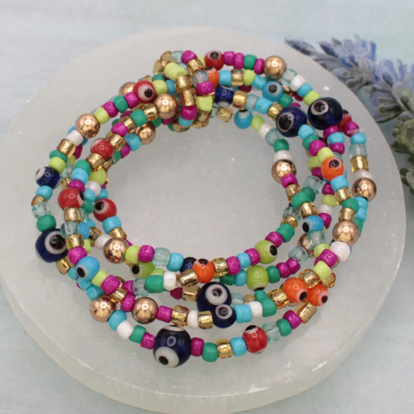 Look Around Eye Bead Stretch Bracelet
