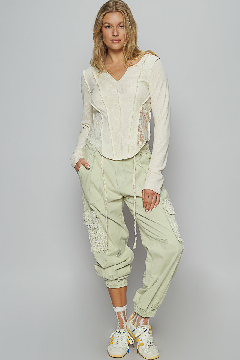 POL Crochet Pocket Denim Joggers