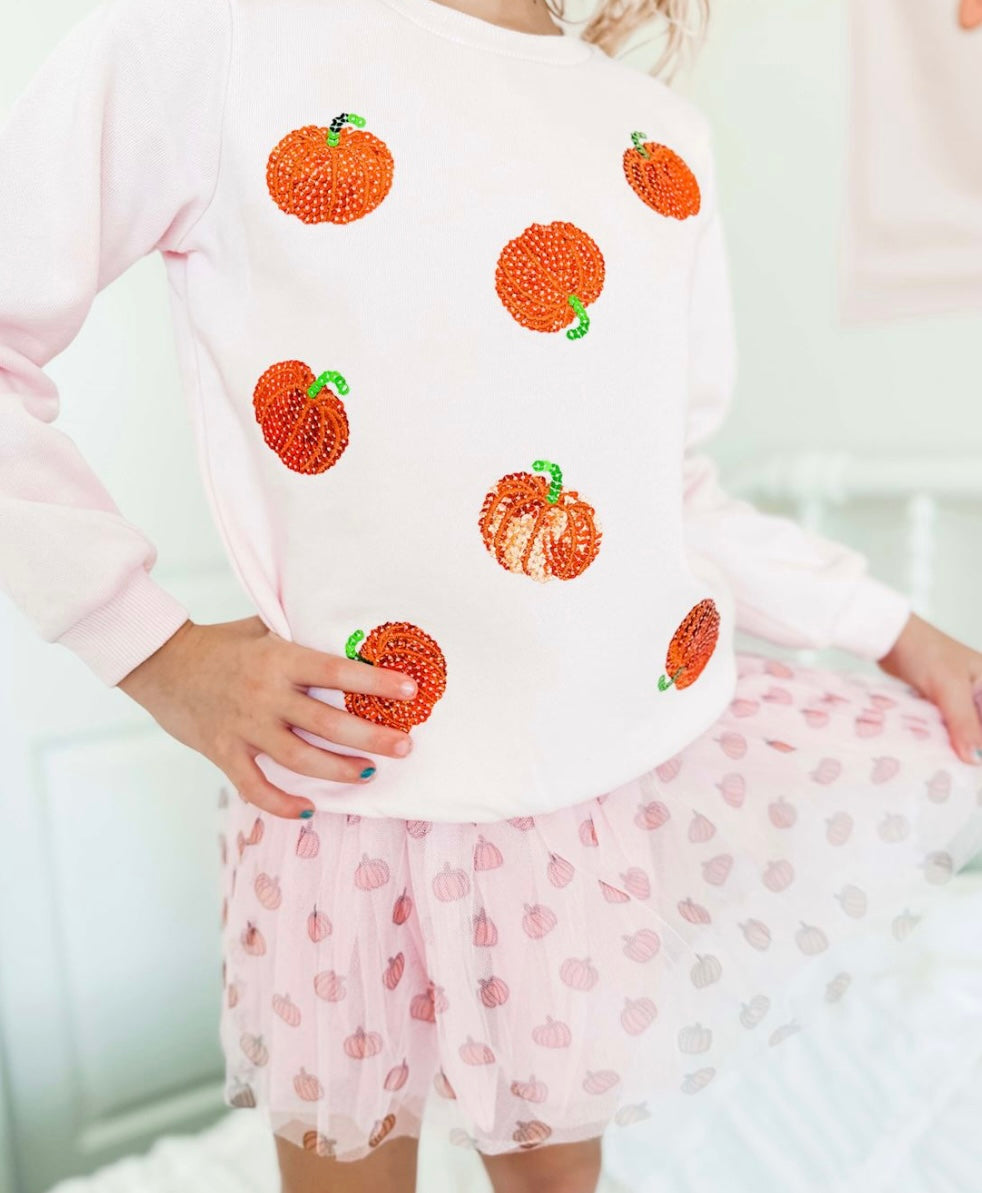 Toddler Girls Sequin Pumpkin Patch Sweatshirt